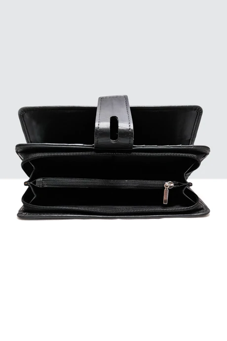 All In One Women's Leather Wallet clutch Black