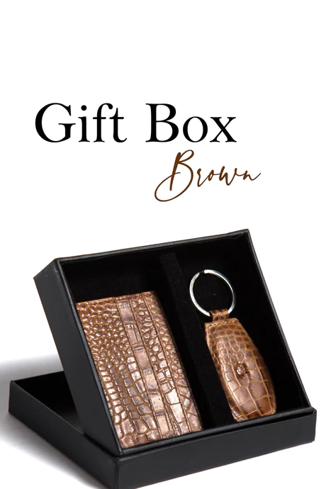 Card Holder & Keychain Premium Giftbox Brown