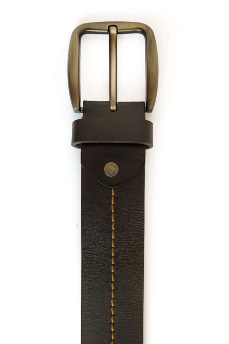 Center-stitch Premium Durable Leather Belt Black