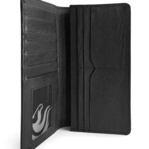 Cow Leather Natural Milled Mobile Wallet Black
