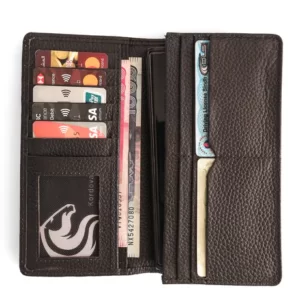 Cow Leather Natural Milled Mobile Wallet Dark Brown