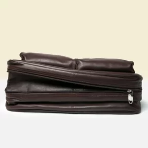Double Pocket Extendable Travel laptop Bag Natural Milld Leather Brown