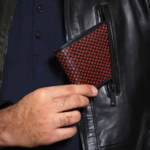 Jute Italian Bi-fold Wallet Red