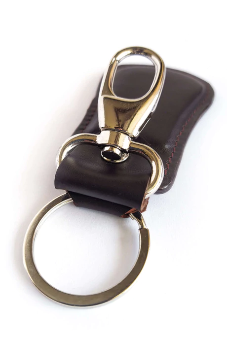 Leather Key Chain with Belt Loop Dark Brown