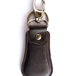 Leather Key Chain with Belt Loop Dark Brown