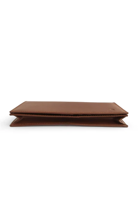 Leather Mobile Wallet Unisex Brown