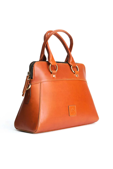 Luxury Ladies Handbag Vegetable Tanned Cow Leather Natural Brown