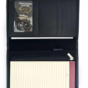 Mini Leather Folio Note Pad Organizer Black