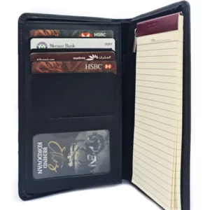 Mini Leather Folio Note Pad Organizer Black