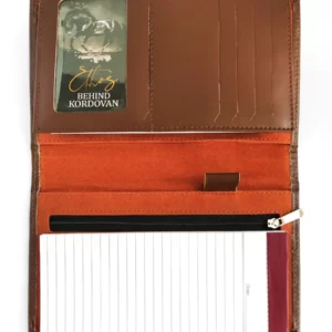 Mini Leather Folio Note Pad Organizer Brown