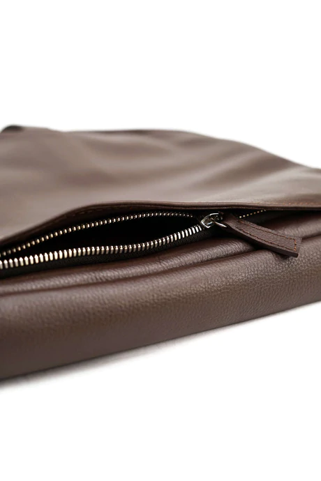 Natural Milled Sleek Laptop Bag Dark Brown