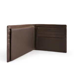 Plain Bifold Nappa Leather Wallet For Men Dark Brown