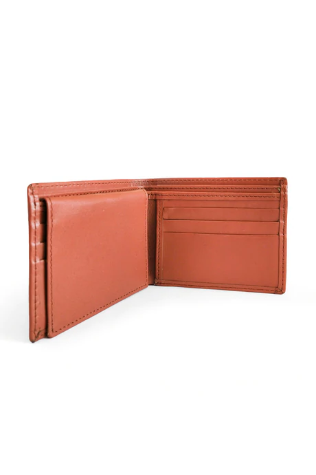 Plain Bifold Nappa Leather Wallet For Men Tan