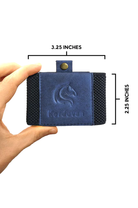 Rfid Protected Wllet Blue Crazy Horse Cow Leather