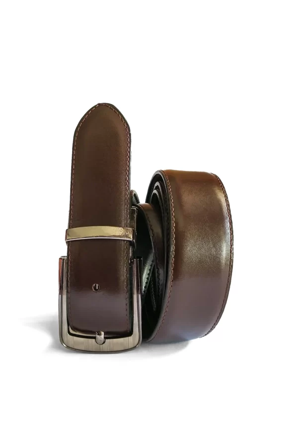 The Dark Brown One Double Sided Men's Twist Buckle Reversible Leather Belt