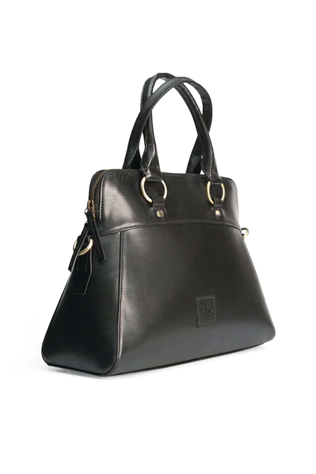 The Mod Luxury Ladies Handbag Glazed Cow Leather Black