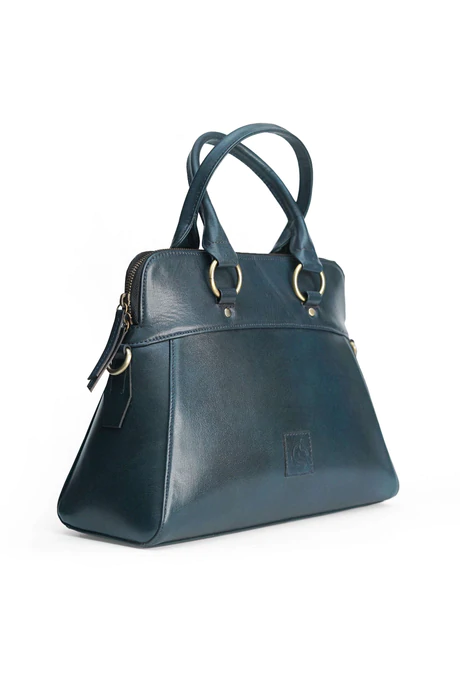 The Mod Luxury Ladies Handbag Glazed Cow Leather Midnight Blue