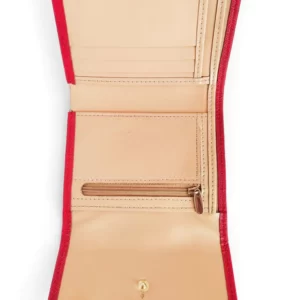 The Trendy Saffiano Ladies Trifold Wallet Red