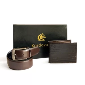 Wallet & Belt Gift Set For Men Dark Brown
