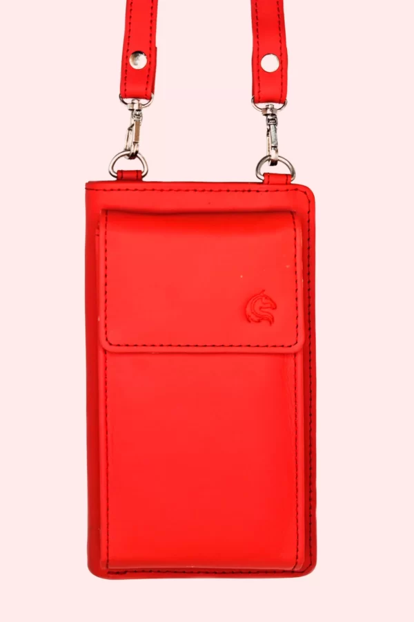 Women's Mobile Sling Bag Crossbody Purse Premium Italian Leather Red