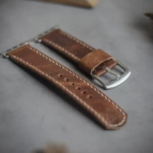 APPLE WATCH STRAP CRAZY BROWN FULL STITCHED