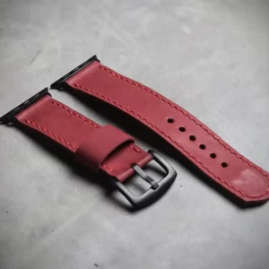 APPLE WATCH STRAP CRIMSON RED FULL STITCHED