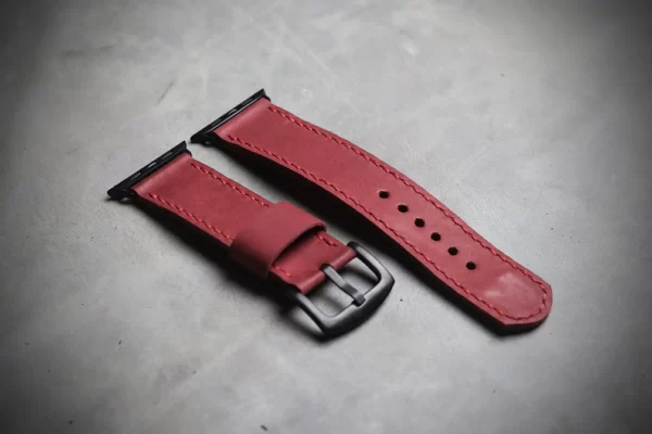 APPLE WATCH STRAP CRIMSON RED FULL STITCHED