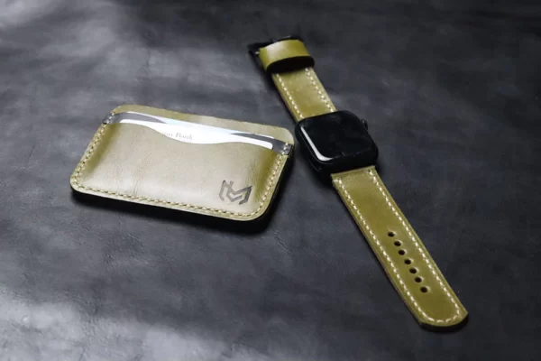 APPLE WATCH STRAP OLIVE GREEN FULL STITCHED