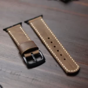 APPLE WATCH STRAP RUSTY BROWN FULL STITCHED