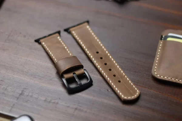 APPLE WATCH STRAP RUSTY BROWN FULL STITCHED