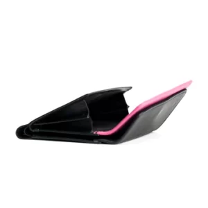 Double Flap Ladies Tri-fold Wallet Black & Pink