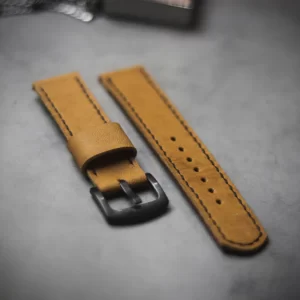 MUSTARD FULL STITCHED LEATHER WATCH STRAP