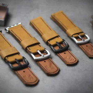 MUSTARD FULL STITCHED LEATHER WATCH STRAP