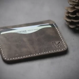 THE MINIMAL CHARCOAL LEATHER CARD HOLDER