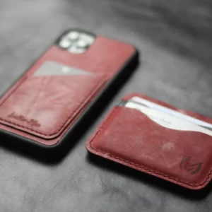THE MINIMAL PRISMATIC RED LEATHER CARD HOLDER